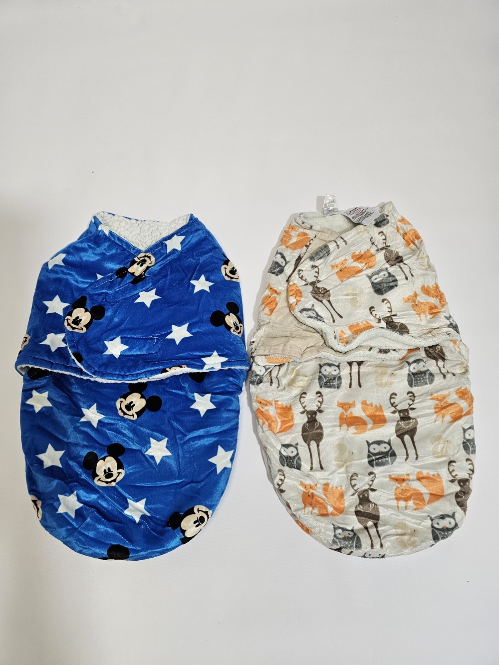Blue Mickey Mouse Star Baby Swaddle + Animal Print Swaddle Set 0-3m